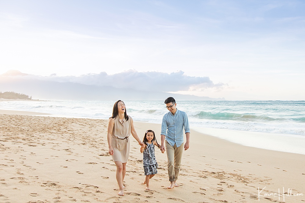 Maui family on beach 
