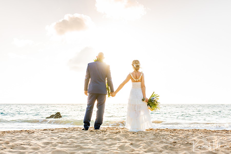 Maui wedding photographer - Bride and groom at sunset