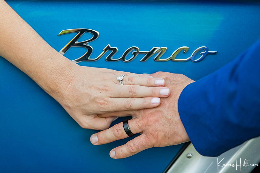 Bronco bride and groom