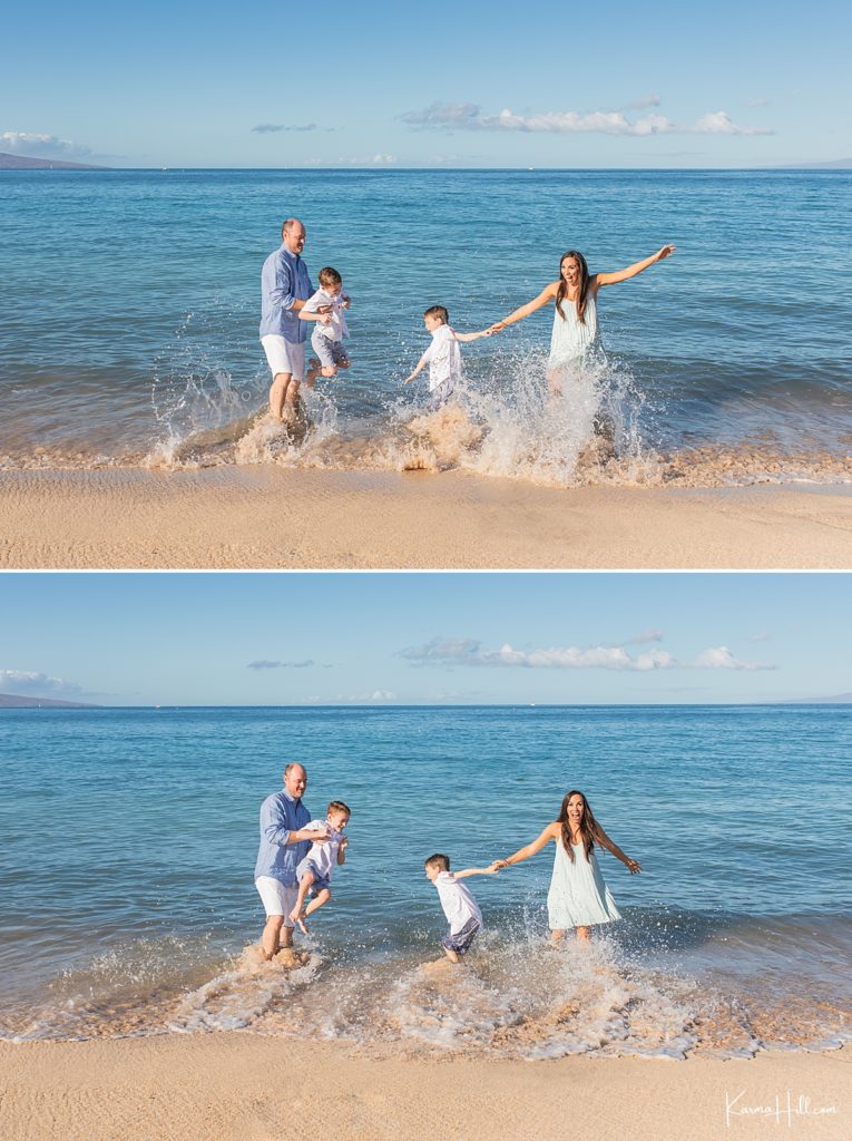 maui family portraits playing on the beach 