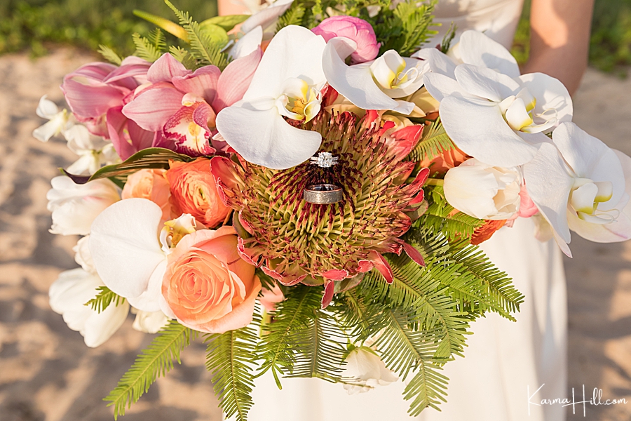 tropical wedding bouquet with orchids