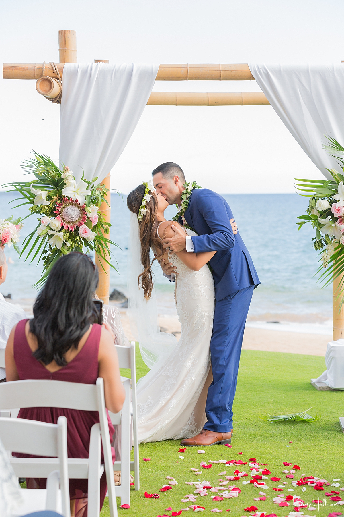 Wedding Photography in Maui - First kiss shot example