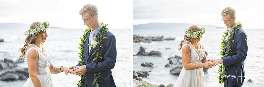 ring exchange wedding photography in Maui