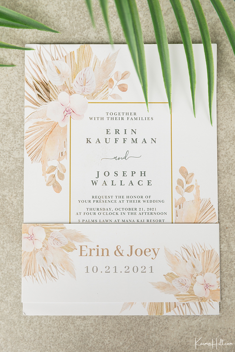maui wedding invitation detail photography