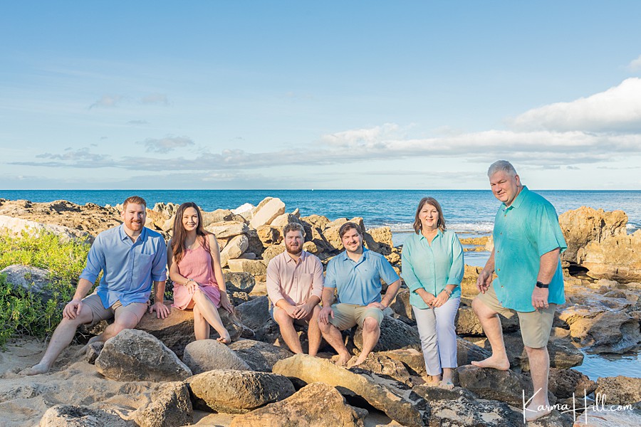 family beach portraits in oahu