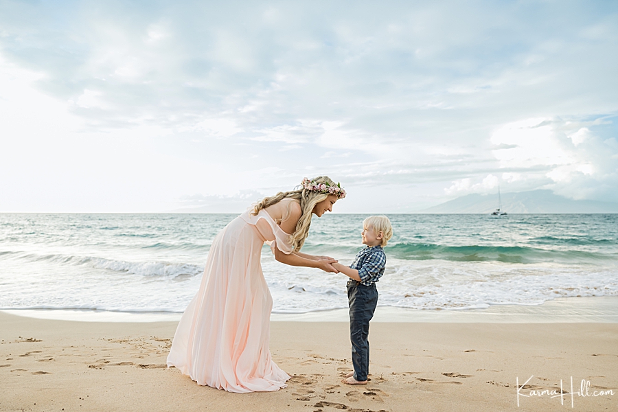 mother and son portraits in maui