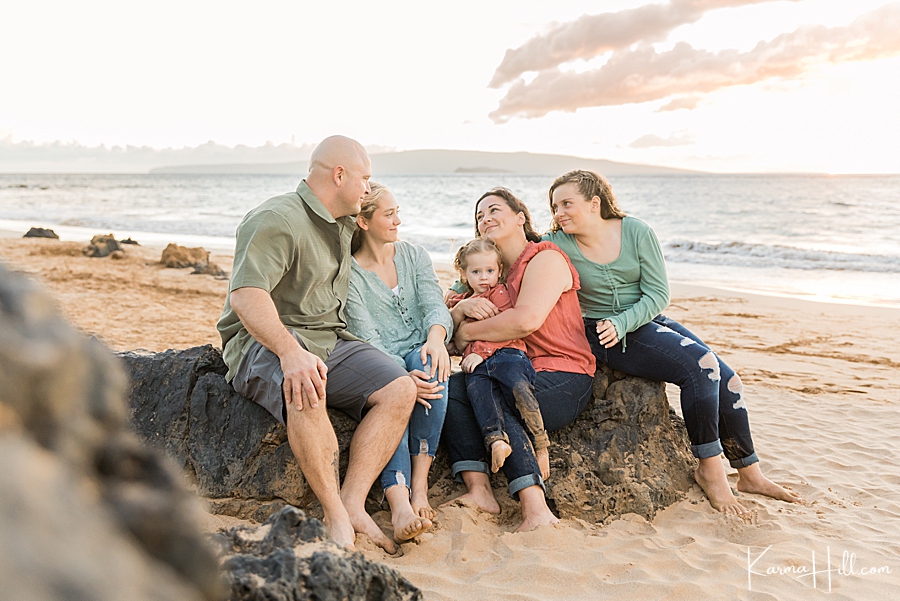 sunset maui family beach portraits