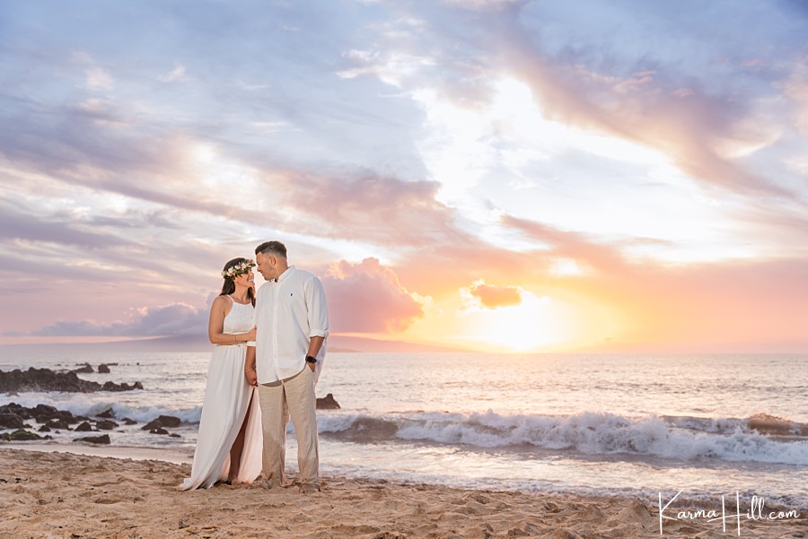 bride and groom at maui vow renewal