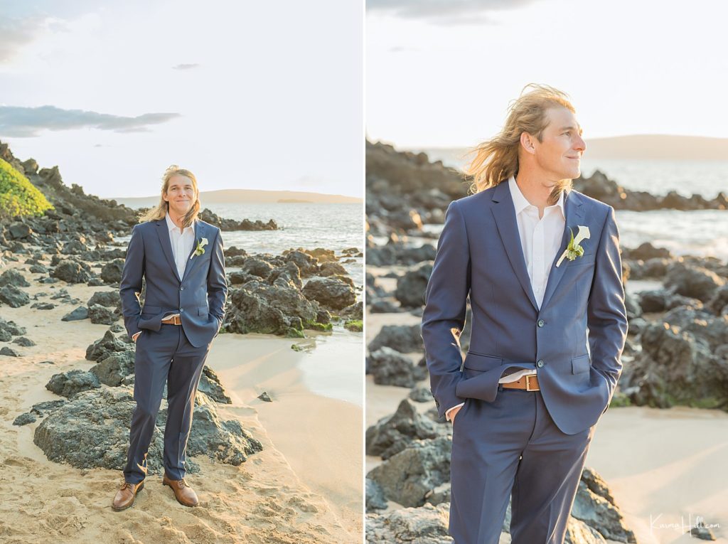 groom looks for hawaii wedding