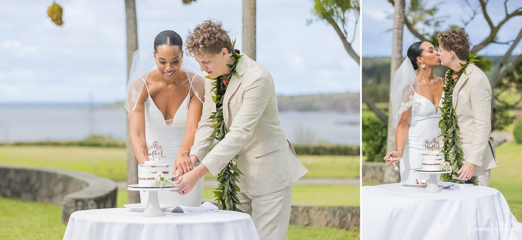Maui Hawaii Wedding Photographer cake cutting