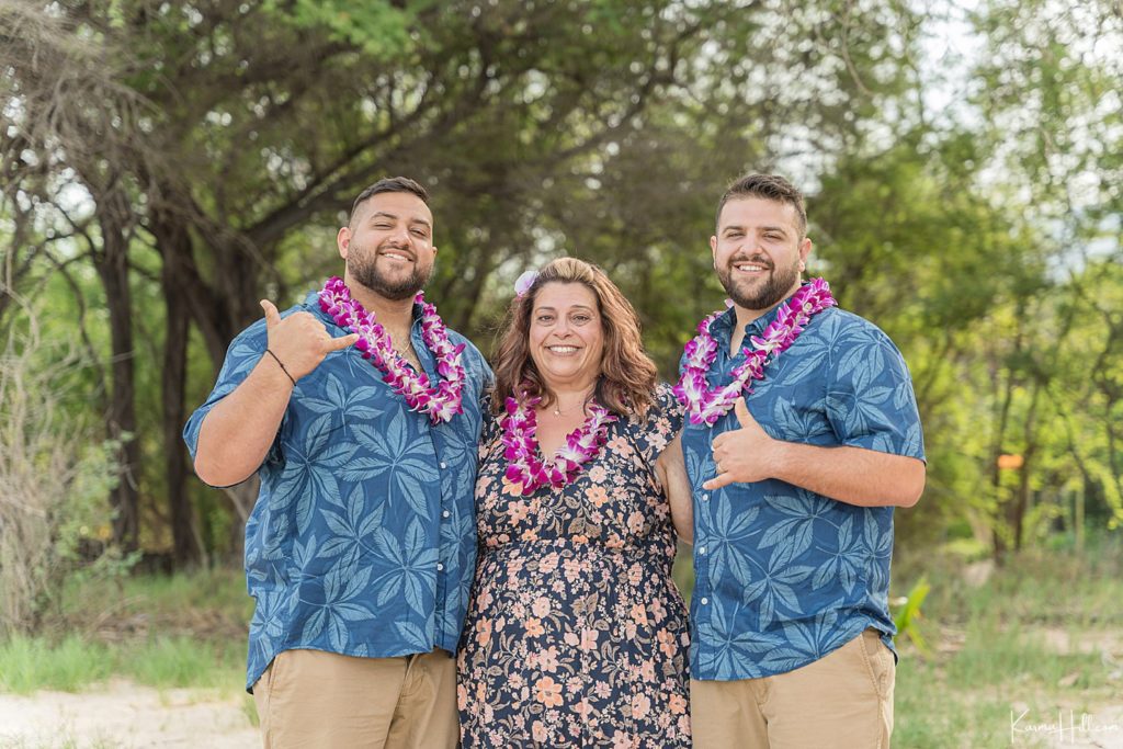 Mom and adult sons Maui Beach Photos