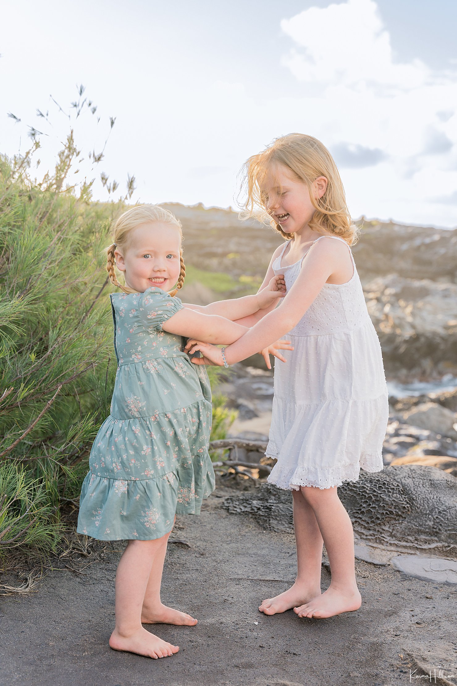 little girls on beach