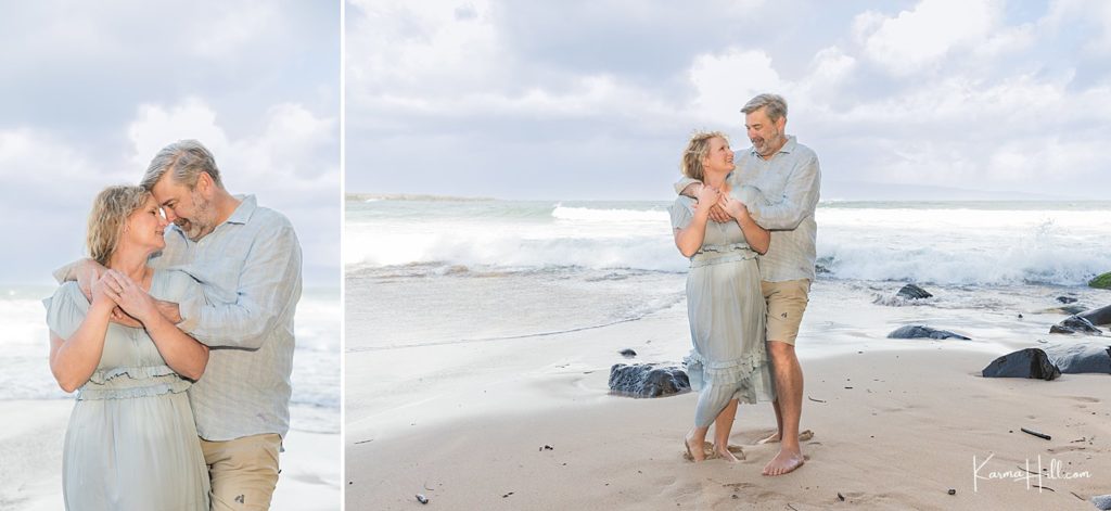 husband and wife on beach
