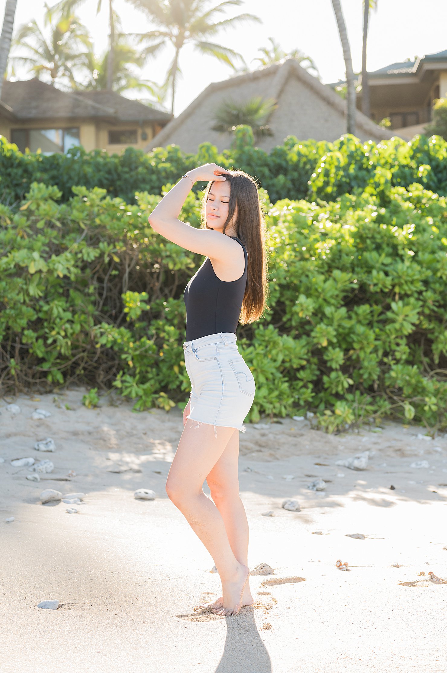 girl posing on beach
