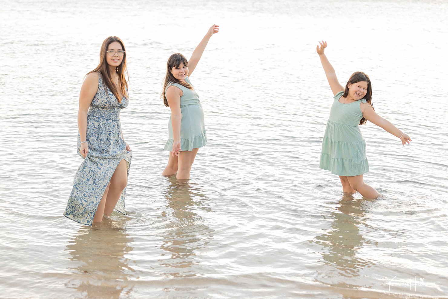 happy girls in beach