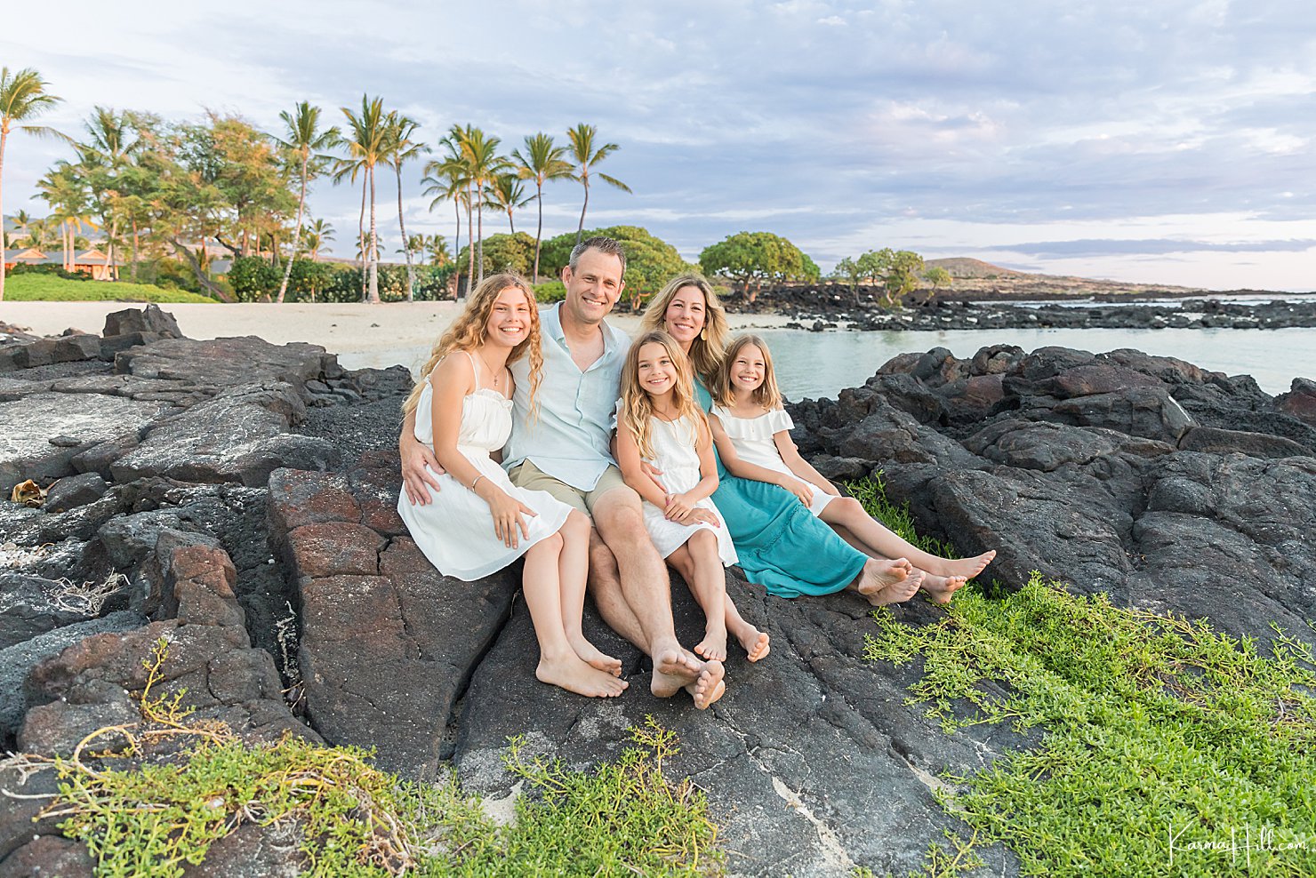 happy family on beach in hawaii