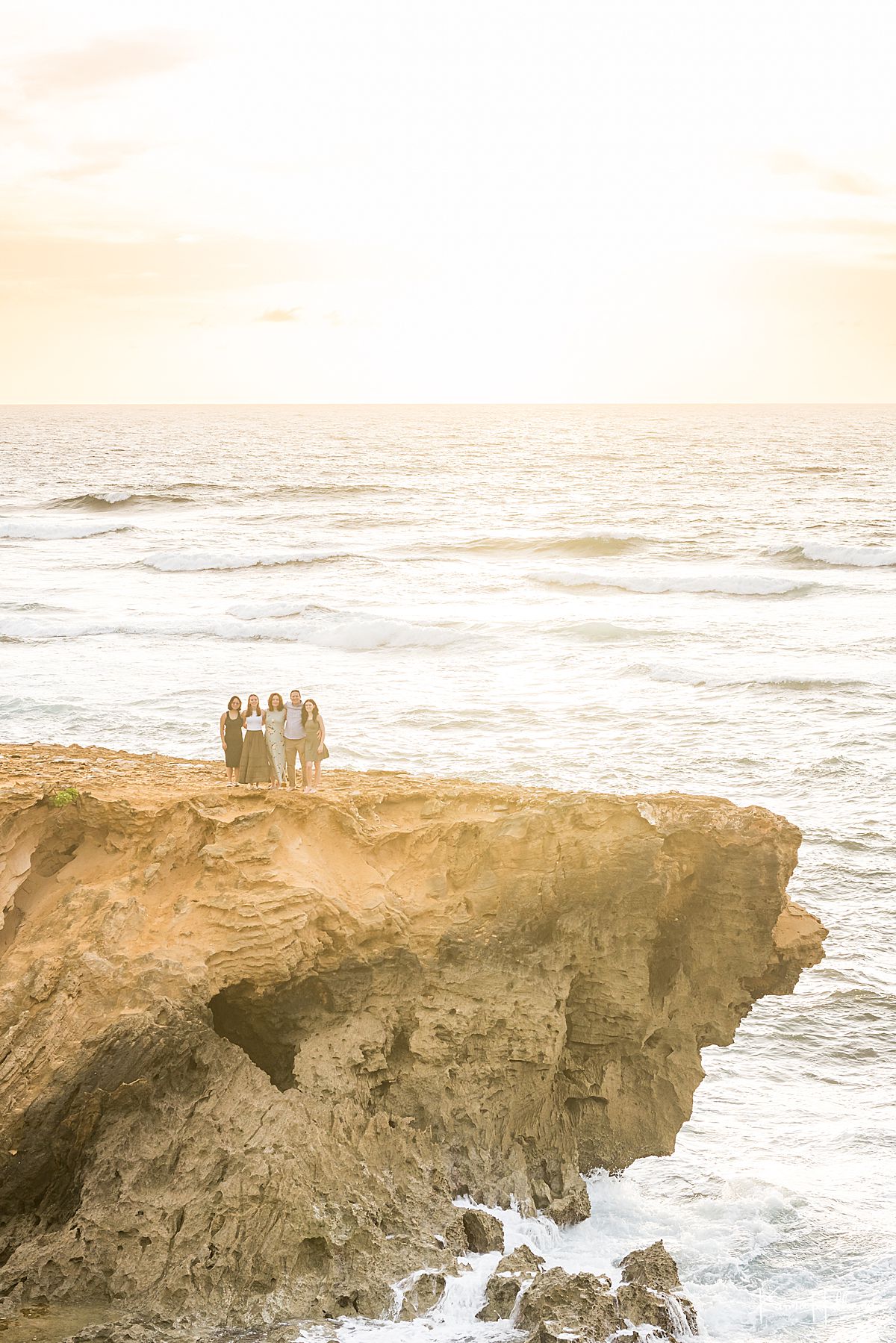 family on cliff