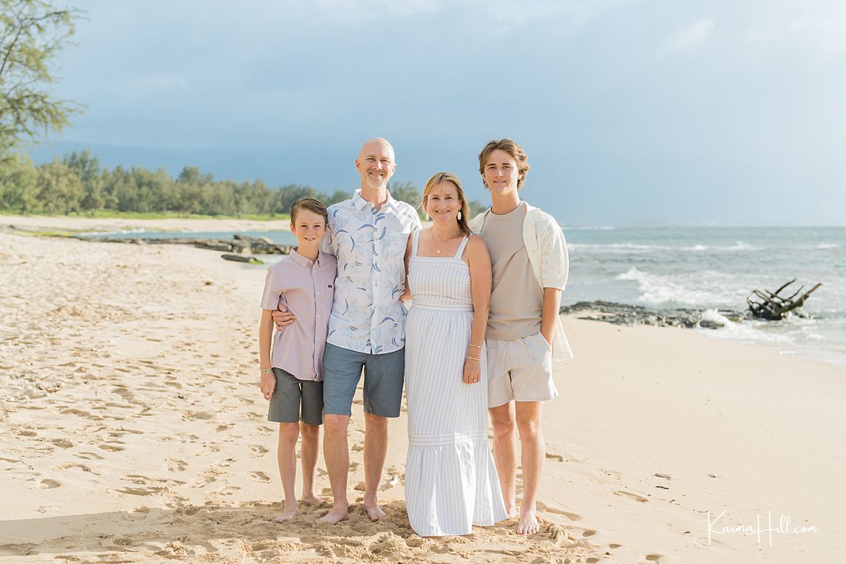 Oahu family portraits on the beach at Papailoa