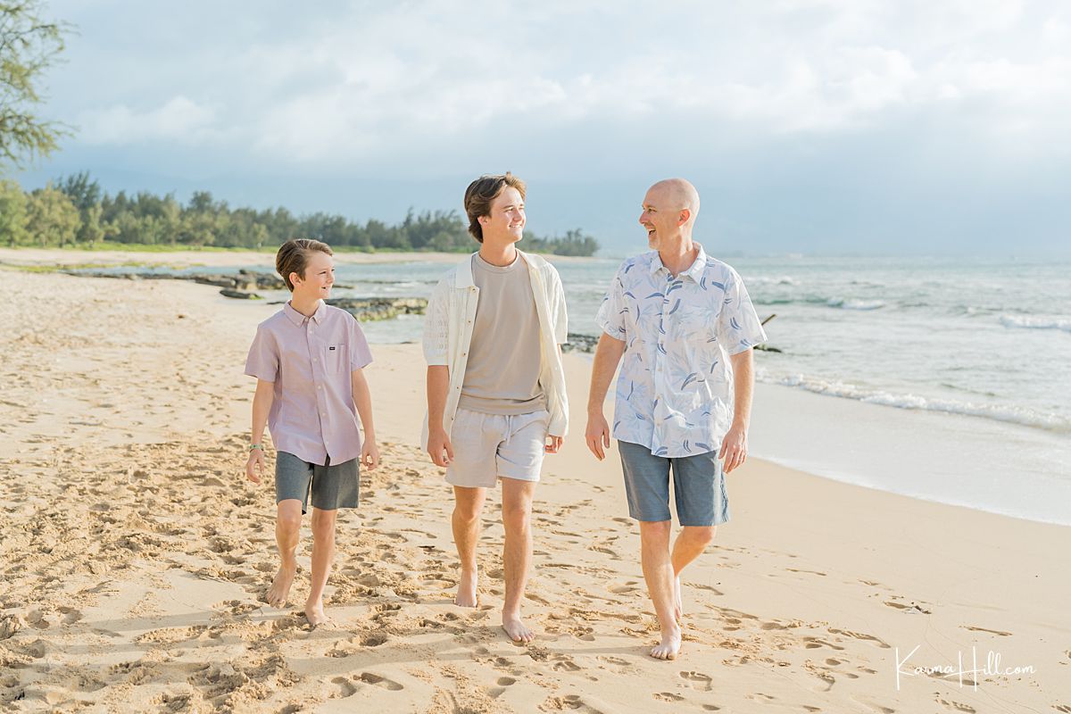 photo of father and his sons in Oahu Hawaii
