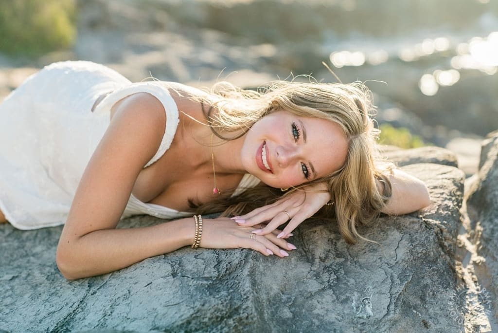Maui senior portraits of girl laying down