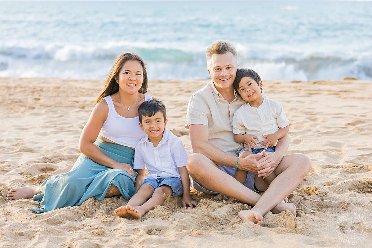 family portrait on beach 