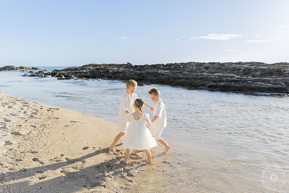 happy kids on beach 